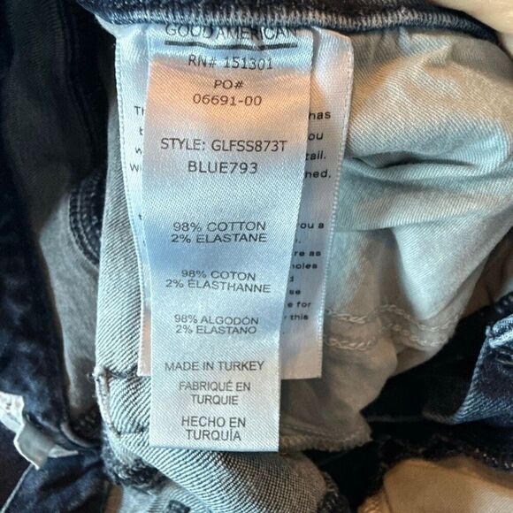 Good American Zip Fly High Rise Split Hem Flared Denim Jeans Blue Size 12/31 - Picture 4 of 8